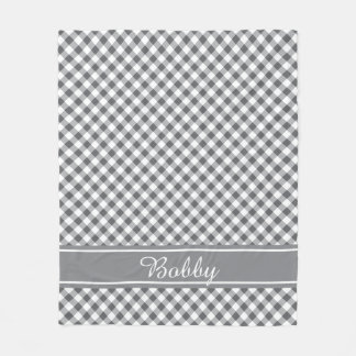 Couverture Polaire Motif Gingham de couleur et nom personnalisés