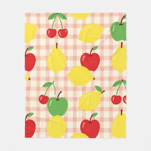 Couverture Polaire Motif Gingham de Fruits Mignons (Devant)