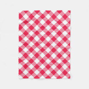 Couverture Polaire Motif Gingham Rouge et Blanc Classique Rustique