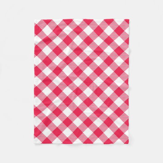 Couverture Polaire Motif Gingham Rouge et Blanc Classique Rustique (Devant)