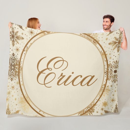 Couverture Polaire Motif Golden Snowflake (En situation)