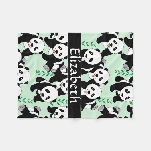 Couverture Polaire Motif graphique d'ours panda à personnaliser (Devant (Horizontal))