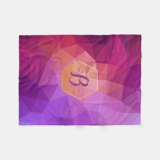 Couverture Polaire Motif graphique monogramme personnalisé violet vio (Devant (Horizontal))