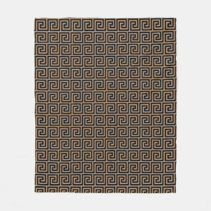 Couverture Polaire Motif grec élégant noir et beige