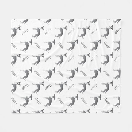 Couverture Polaire Motif Greyhound Italien Bleu Et Blanc (Devant (Horizontal))