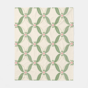 Couverture Polaire Motif Grille Fleurs Feuilles simples