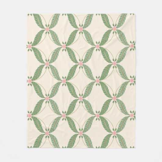 Couverture Polaire Motif Grille Fleurs Feuilles simples (Devant)