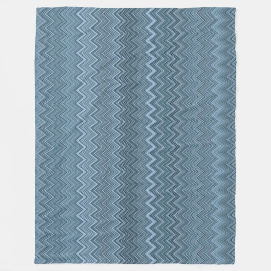 Couverture Polaire Motif gris bleu Zigzag Wavy (Devant)