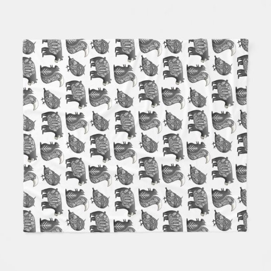 Couverture Polaire Motif gris d'art forestier scandinave (Devant (Horizontal))