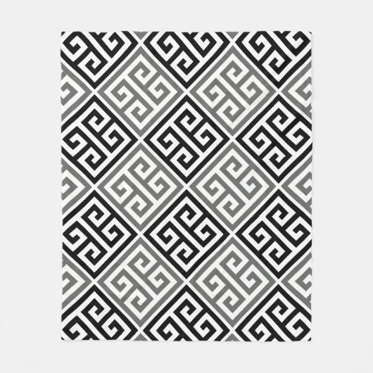 Couverture Polaire Motif Gris Et Noir À Clé Grecque (Devant)