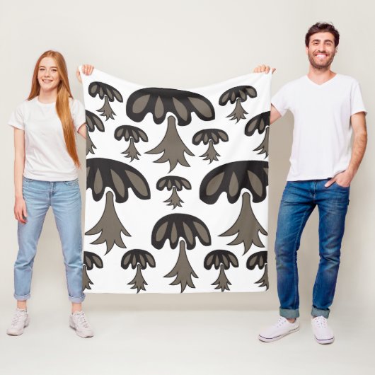 Couverture Polaire Motif gris noir champignon (En situation)