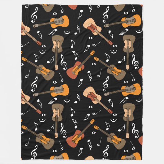 Couverture Polaire Motif Guitare Music Notes (Devant)