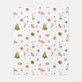 Couverture Polaire Motif heureux de Flamant rose de vacances (Devant)