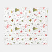 Couverture Polaire Motif heureux de Flamant rose de vacances (Devant (Horizontal))