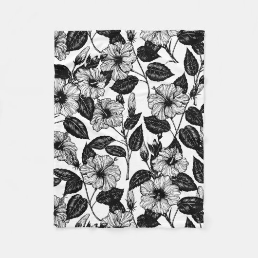 Couverture Polaire Motif Hibiscus (Devant)