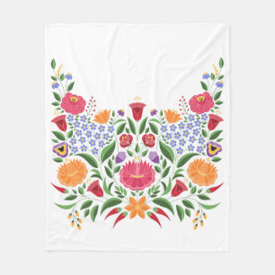 Couverture Polaire Motif hongrois de gens - fleur de broderie de