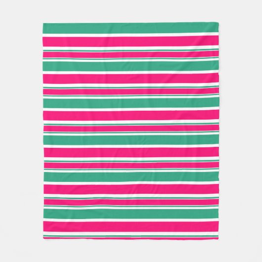 Couverture Polaire Motif horizontal rayé rouge-vert (Devant)