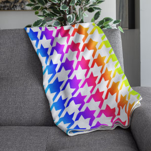 Couverture Polaire Motif Houndstooth moderne Rainbow Gradient