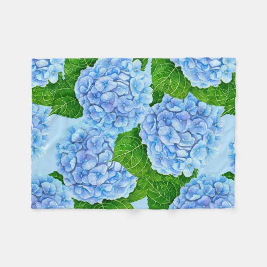 Couverture Polaire Motif hydrangée bleu (Devant (Horizontal))