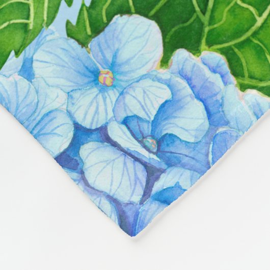 Couverture Polaire Motif hydrangée bleu (Coin)