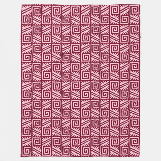 Couverture Polaire Motif Ikat Aztec - Bourgogne et rose (Devant)