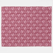 Couverture Polaire Motif Ikat Aztec - Bourgogne et rose (Devant (Horizontal))