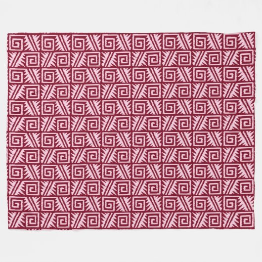 Couverture Polaire Motif Ikat Aztec - Bourgogne et rose (Devant (Horizontal))