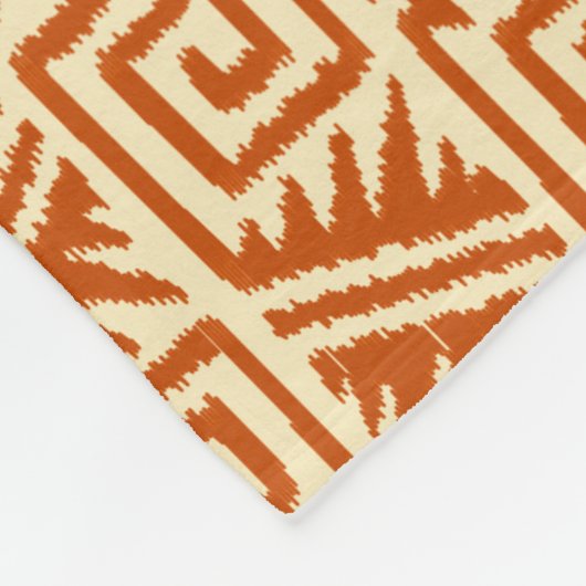 Couverture Polaire Motif Ikat Aztec - Mandarin et orange clair (Coin)