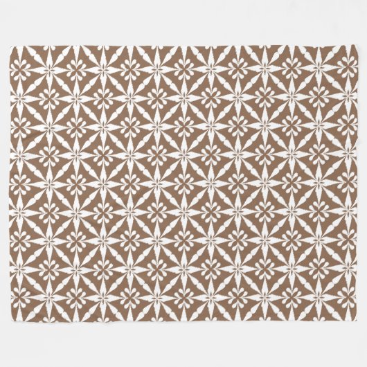 Couverture Polaire Motif Ikat Star - Taupe Tan et Blanc (Devant (Horizontal))