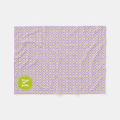Couverture Polaire Motif Ikat violet monogramme de diamants verts (Devant (Horizontal))