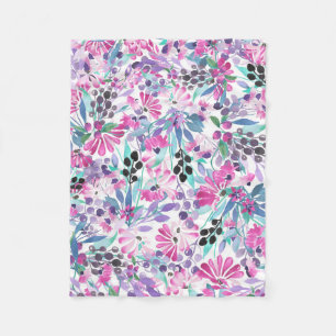 Couverture Polaire Motif incomparable de fleurs et de baies violettes
