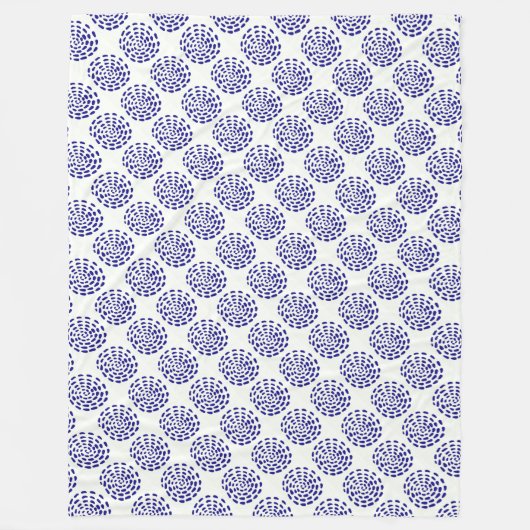 Couverture Polaire Motif indigo bleu foncé rayé sur blanc (Devant)