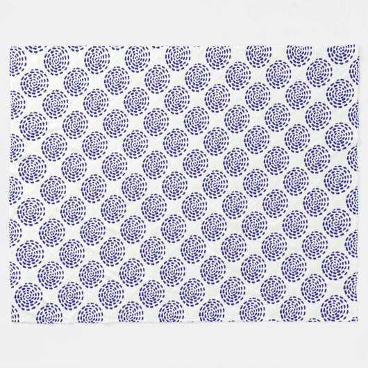 Couverture Polaire Motif indigo bleu foncé rayé sur blanc (Devant (Horizontal))