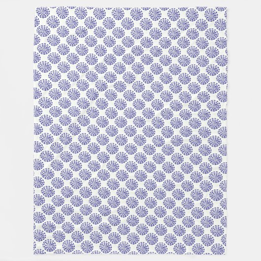 Couverture Polaire Motif indigo bleu foncé rayé sur blanc (Devant)