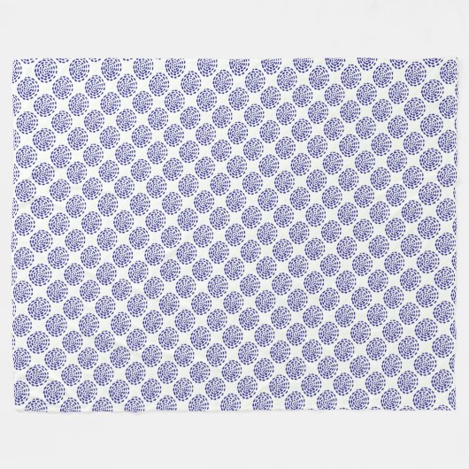 Couverture Polaire Motif indigo bleu foncé rayé sur blanc (Devant (Horizontal))