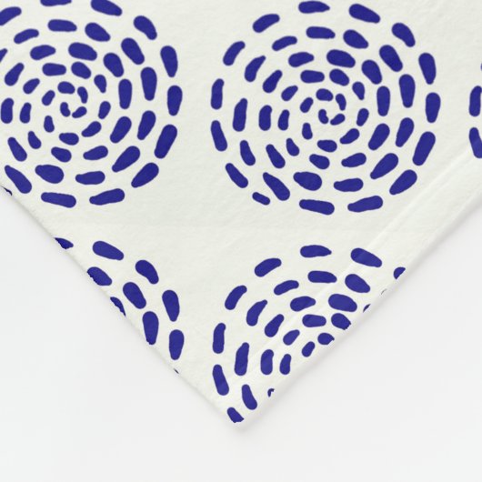 Couverture Polaire Motif indigo bleu foncé rayé sur blanc (Coin)