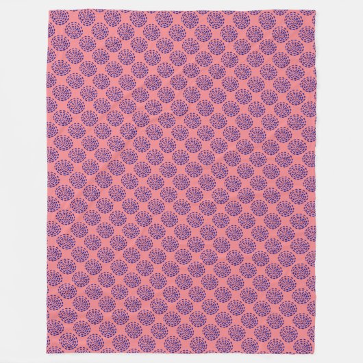Couverture Polaire Motif indigo bleu foncé rayé sur rose (Devant)