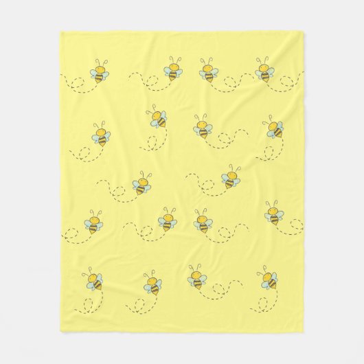 Couverture Polaire Motif jaune mignon de l'abeille active (Devant)