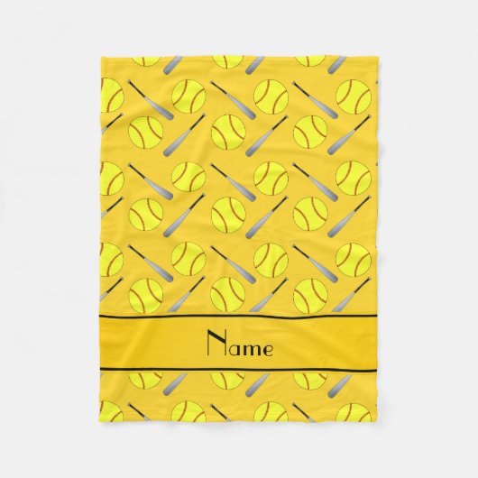 Couverture Polaire Motif jaune nommé personnalisé du base-ball (Devant)