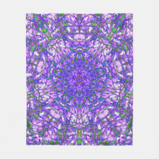 Couverture Polaire Motif Kaleidoscope Abstrait en violet et vert