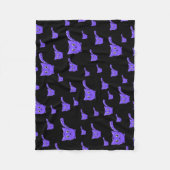 Couverture Polaire Motif Kitty noir et pourpre (Devant)