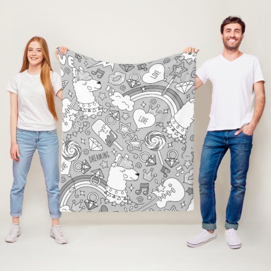 Couverture Polaire motif lama 4 (En situation)