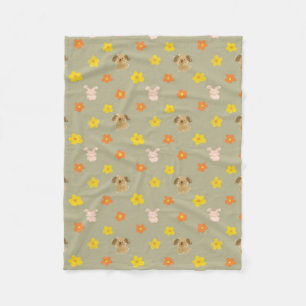 Couverture Polaire Motif lapin et chiot