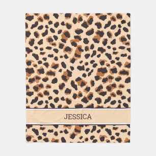 Couverture Polaire Motif léopard personnalisé Tache de chat sauvage m