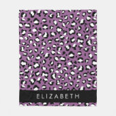 Couverture Polaire Motif léopard, Spots, Leopard pourpre, Votre Nom (Devant)