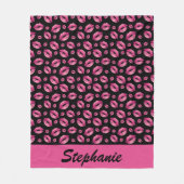 Couverture Polaire Motif lèvres Mignon Rose & Noir (Devant)