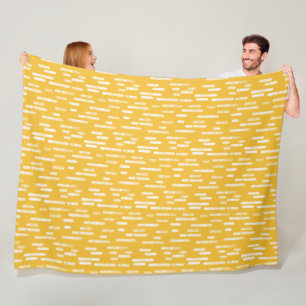 Couverture Polaire Motif Lignes arrondies Blanc/moutarde Jaune