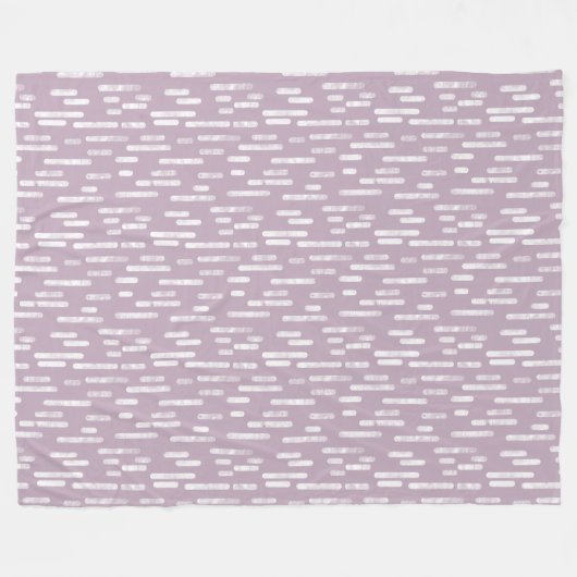 Couverture Polaire Motif Lignes arrondies | Blanc sur Mauve (Devant (Horizontal))