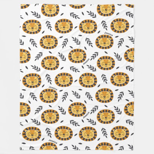 Couverture Polaire Motif Lion Jungle avec nom enfant (Devant)