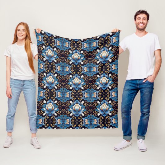 Couverture Polaire Motif Lotus (En situation)